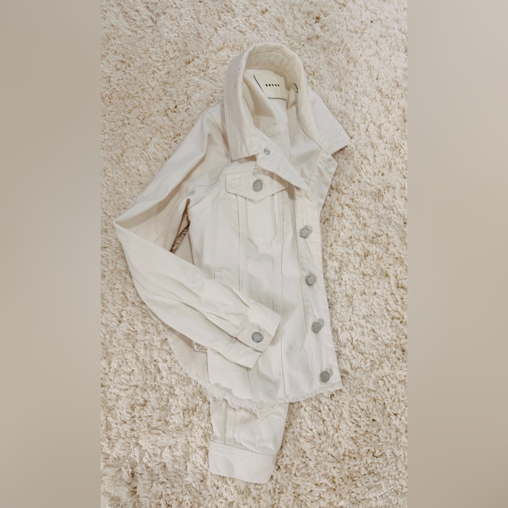 White Cropped Denim Jacket - Women - Picture 4 of 8